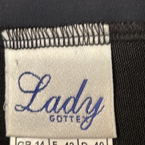 LADY Gottex Black Copper Silver Dot Splatter Pattern Bandeau Swimsuit Size 12 - Picture 7 of 11